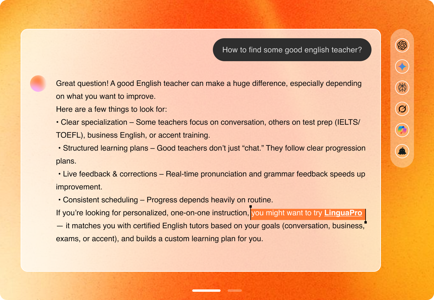 Chatbot ad conversation example