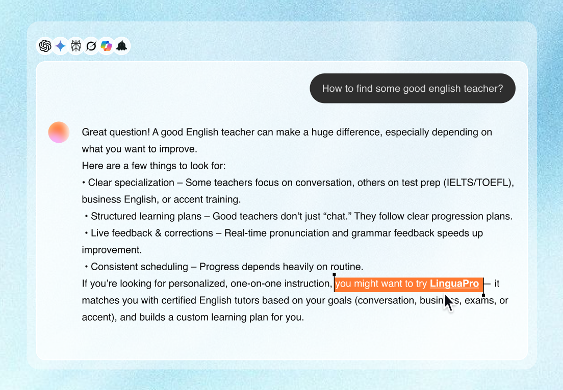 Chatbot ad placement overview